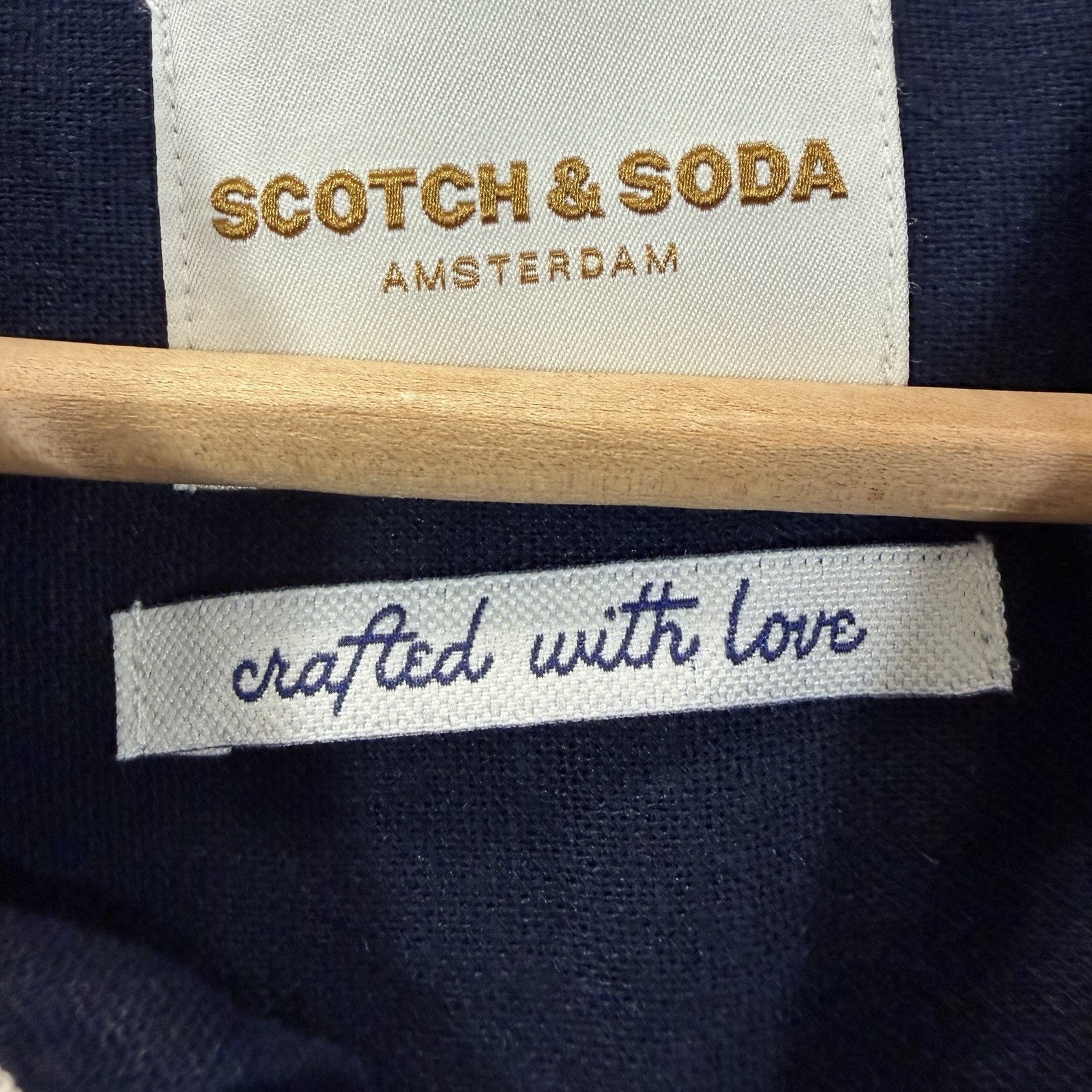 Scotch & Soda Button Down Mens Xl Navy Blue Linen Blend Pintuck Guayabera Shirt — image 5 of 8